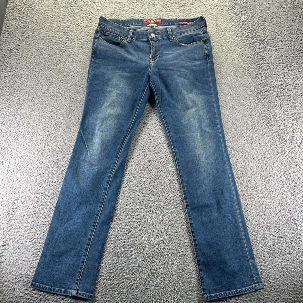 Lucky Brand Lola Jeans Womens 10 Blue Cotton Denim Ankle Straight Faded Stretch‎